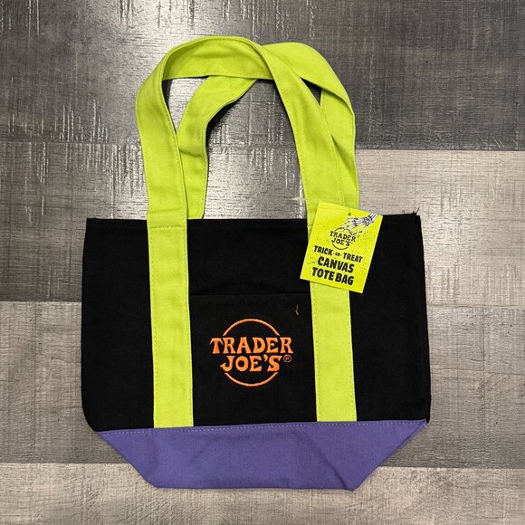 Trader Joes Mini Halloween Canvas Tote Bag - Multicolored - Picture 1 of 2